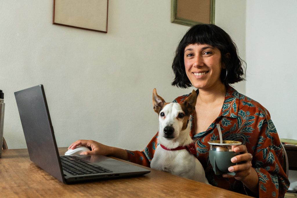 Woman-with-dog-Hybrid-and-remote-working-in-Ireland-2