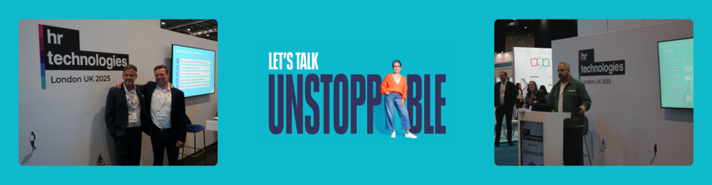"Let's talk Unstoppable" - banner shows two images of speakers during their sessions, Steve Elcock, James King, and Gethin Nadin.